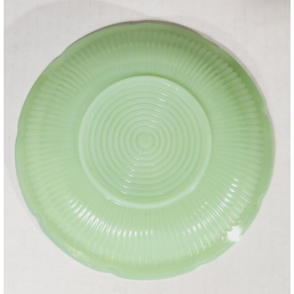 Fire King Anchor Hocking Jadite Saucer Only Lancaster Alice Floral Green Vtg - Picture 2 of 6